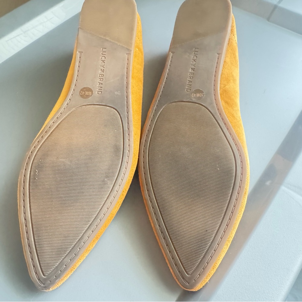 SOLD Lucky Brand Orange Flats Suede Loafers - Picture 4 of 5